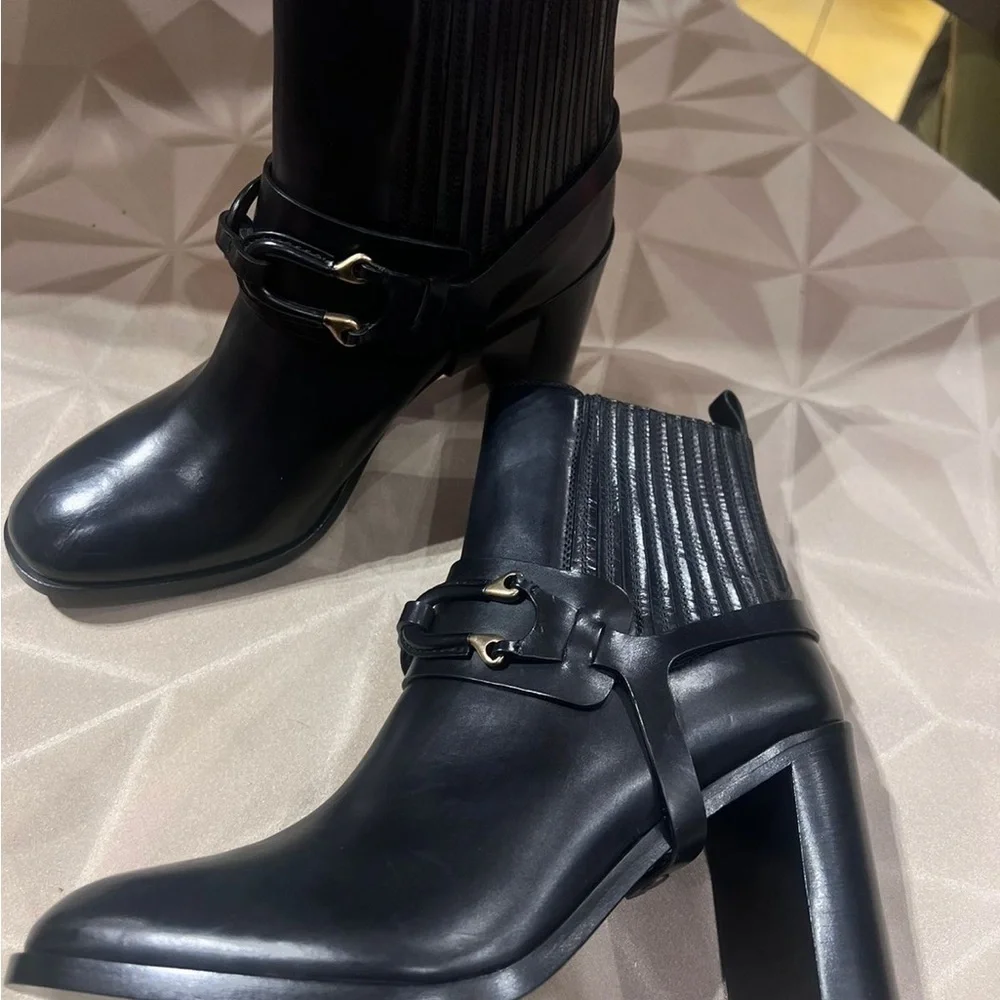 SARTORE Paris made in Italy leather Black heeled Ankle Boots size EU 37